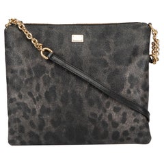 Dolce & Gabbana Grey Leopard Print Crossbody Bag