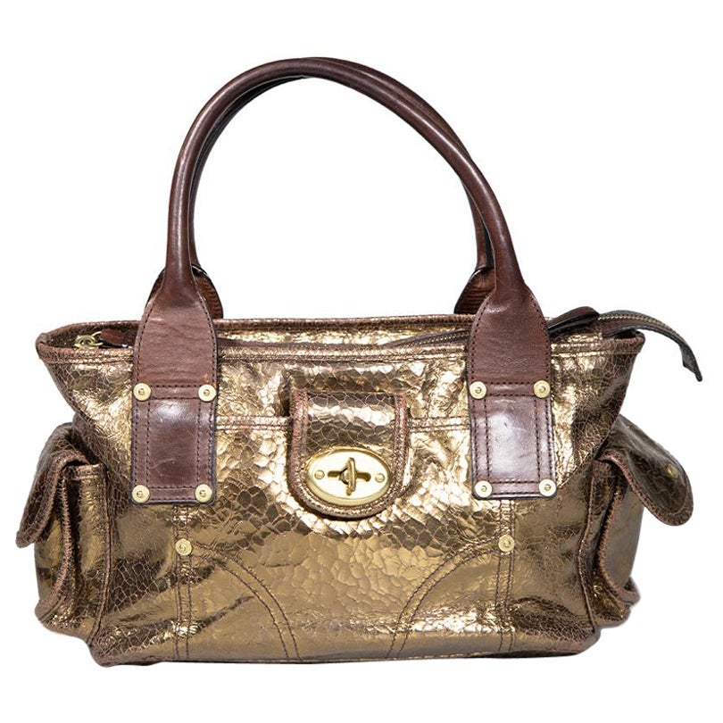 Mulberry Gold Leather Distressed Jody Handbag For Sale