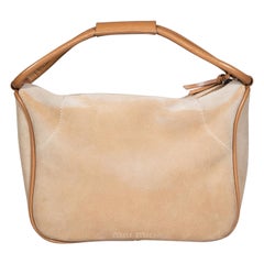 Used Miu Miu Camel Suede Leather Hobo Bag