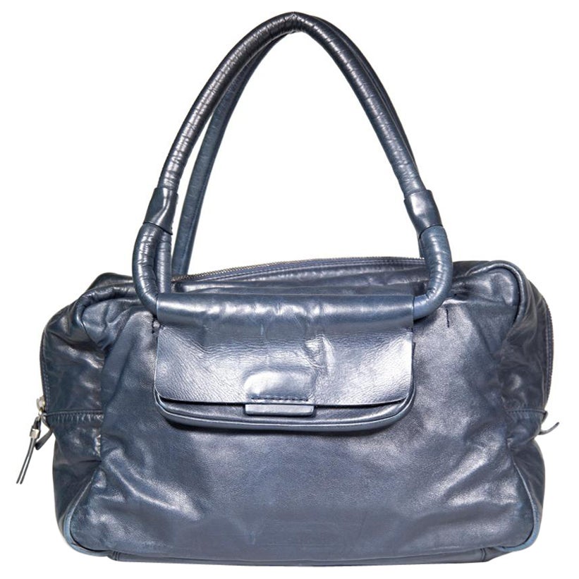Jil Sander Navy Leather Shoulder Bag For Sale
