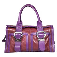 Emilio Pucci Purple Leather Buckle Accent Handbag