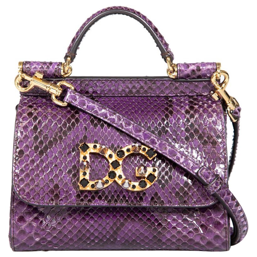 Dolce & Gabbana Limited Edition Purple Snakeskin Miss Sicily Bag