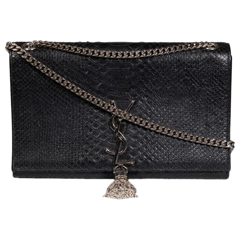 Saint Laurent Black Python Small Kate Tassel Shoulder Bag