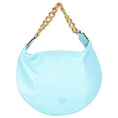 Versace Blue La Medusa Chain Hobo Shoulder Bag