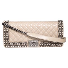Chanel 2014-2015 Beige Leather Long Boy Bag