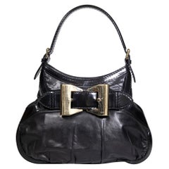 Gucci Black Leather Queen Hobo Shoulder Bag