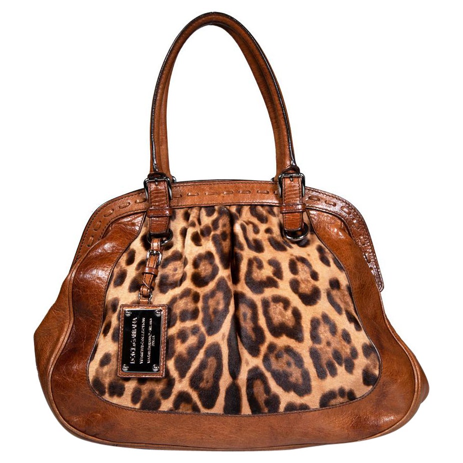 Dolce & Gabbana Miss Romantique Leopard Pony Hair Shoulder Bag For Sale