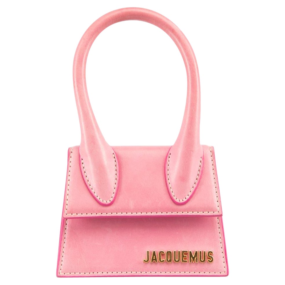 Jacquemus Pink Leather Le Chiquito Top Handle Bag For Sale
