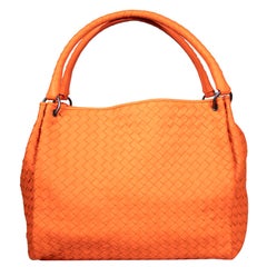 Bottega Veneta Orange Leather Intrecciato Parachute Bag