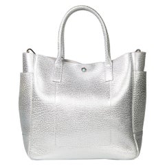 Used Tiffany & Co. Silver Leather Tote Bag