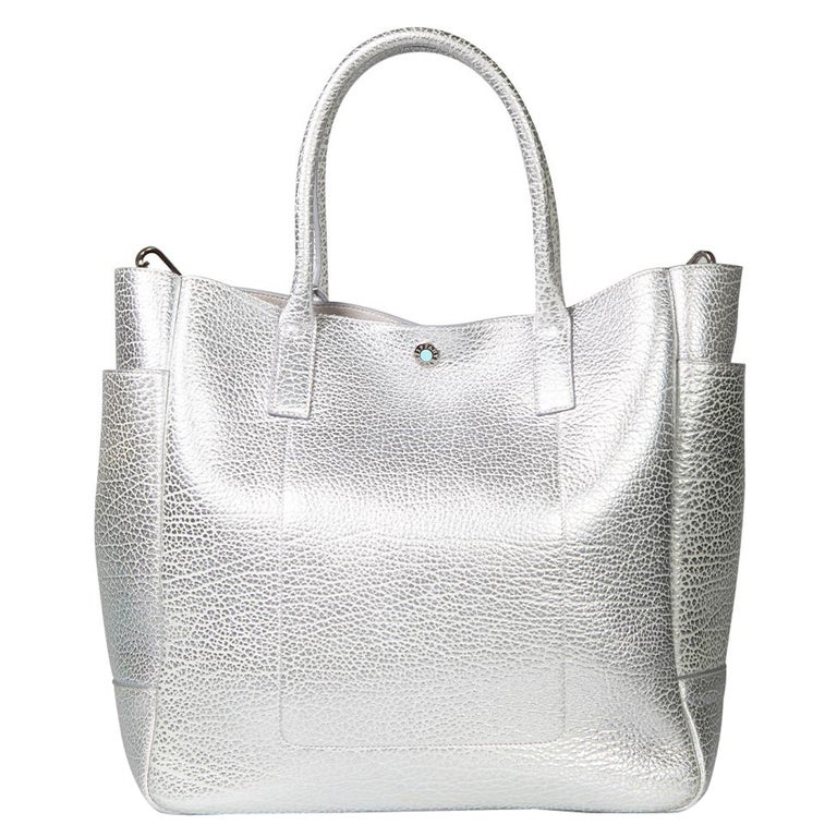 Tiffany and Co. Silver Leather Tote Bag For Sale at 1stDibs