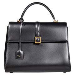 Saint Laurent Black Leather Le Fermoir Small Top-Handle Bag