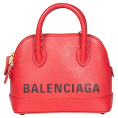 Balenciaga Red Leather XXS Ville Top Handle Bag