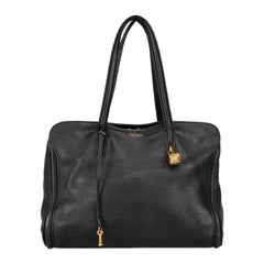 Alexander McQueen Black Leather Skull Padlock Tote