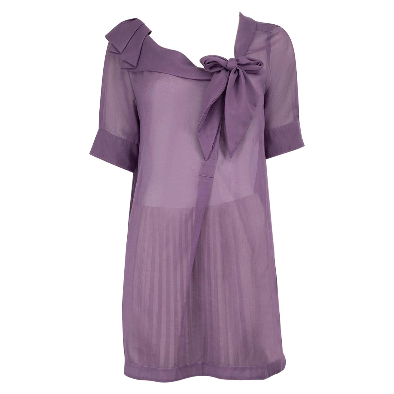 Sportmax Purple Sheer Pleated Oversized Blouse Size S For Sale