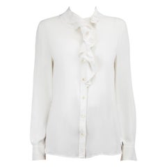 Moschino Boutique Moschino Weiß Langarm-Bluse mit Rüschen Größe L