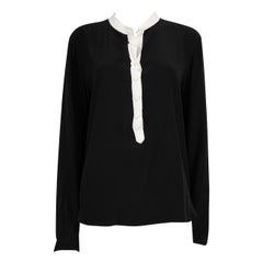 Stella McCartney Black Silk Contrast Collar Blouse Size XL