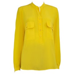 Stella McCartney Yellow Silk Pocket Detail Blouse Size M