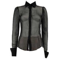 Stella McCartney Black Striped Sheer Blouse Size M