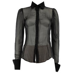 Chemisier transparent rayé noir Stella McCartney Taille M