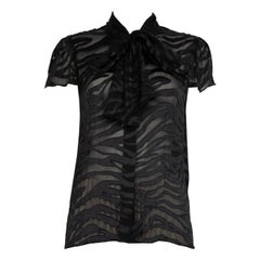 Alice + Olivia Black Zebra Jacquard Sheer Blouse Size XL