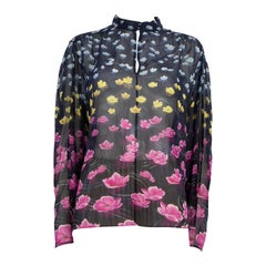 Mary Katrantzou Floral Print Silk Sheer Blouse Size L