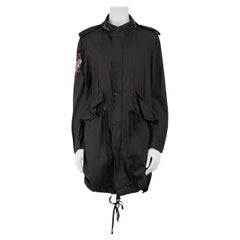 Used Balmain Black Embroidered Patch Parka Jacket Size M