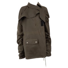 Saint Laurent Khaki Ruched Sleeve Parka Coat Size M