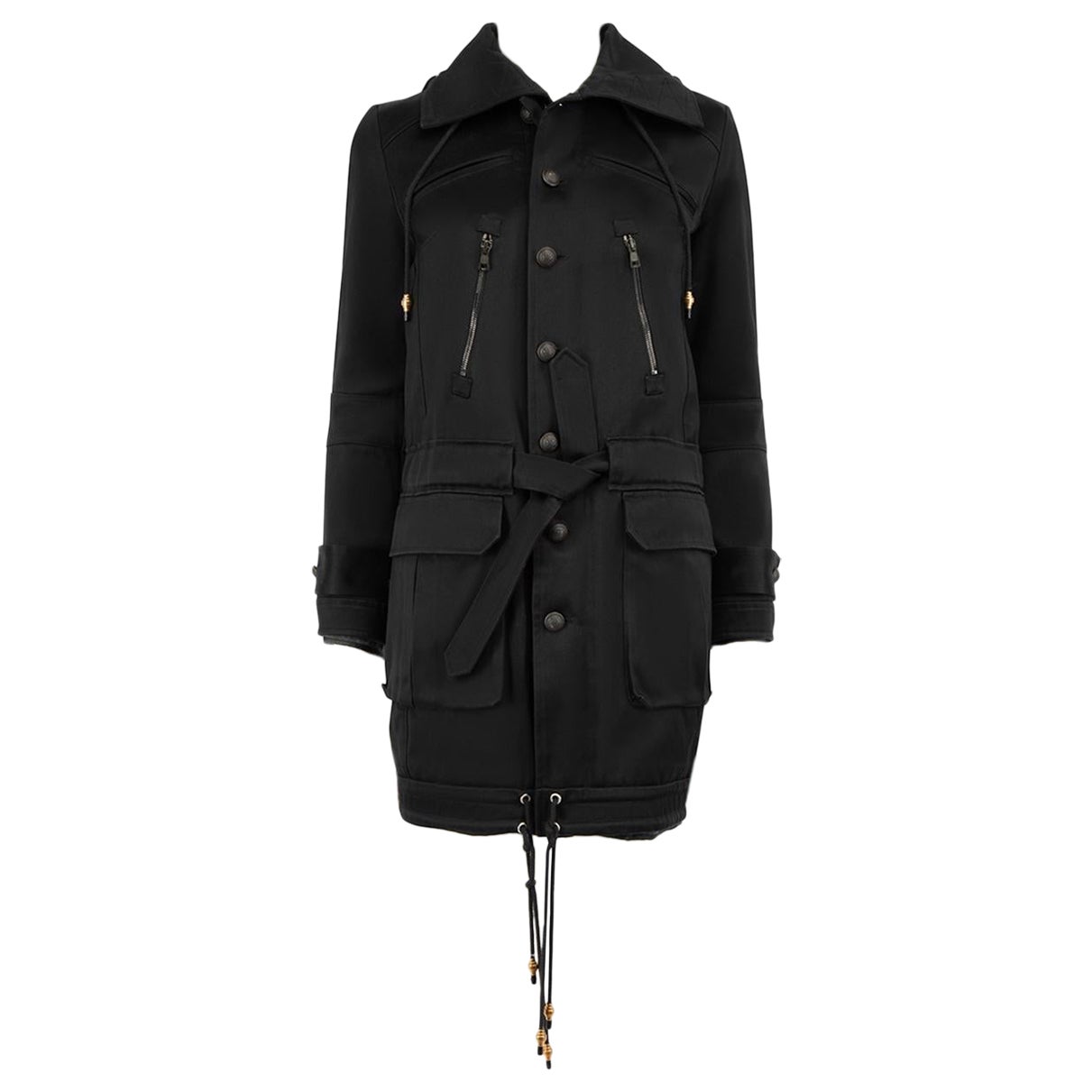 Balenciaga Black Trench Coat With Detachable Lining Size S For Sale