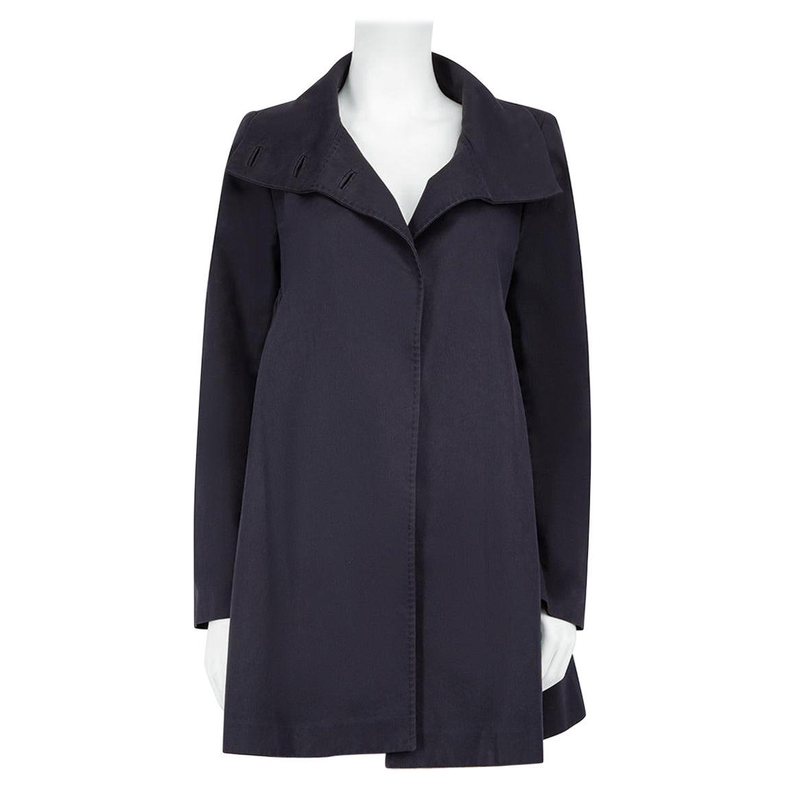 Stella McCartney Navy Gathered Accent Coat Size L For Sale