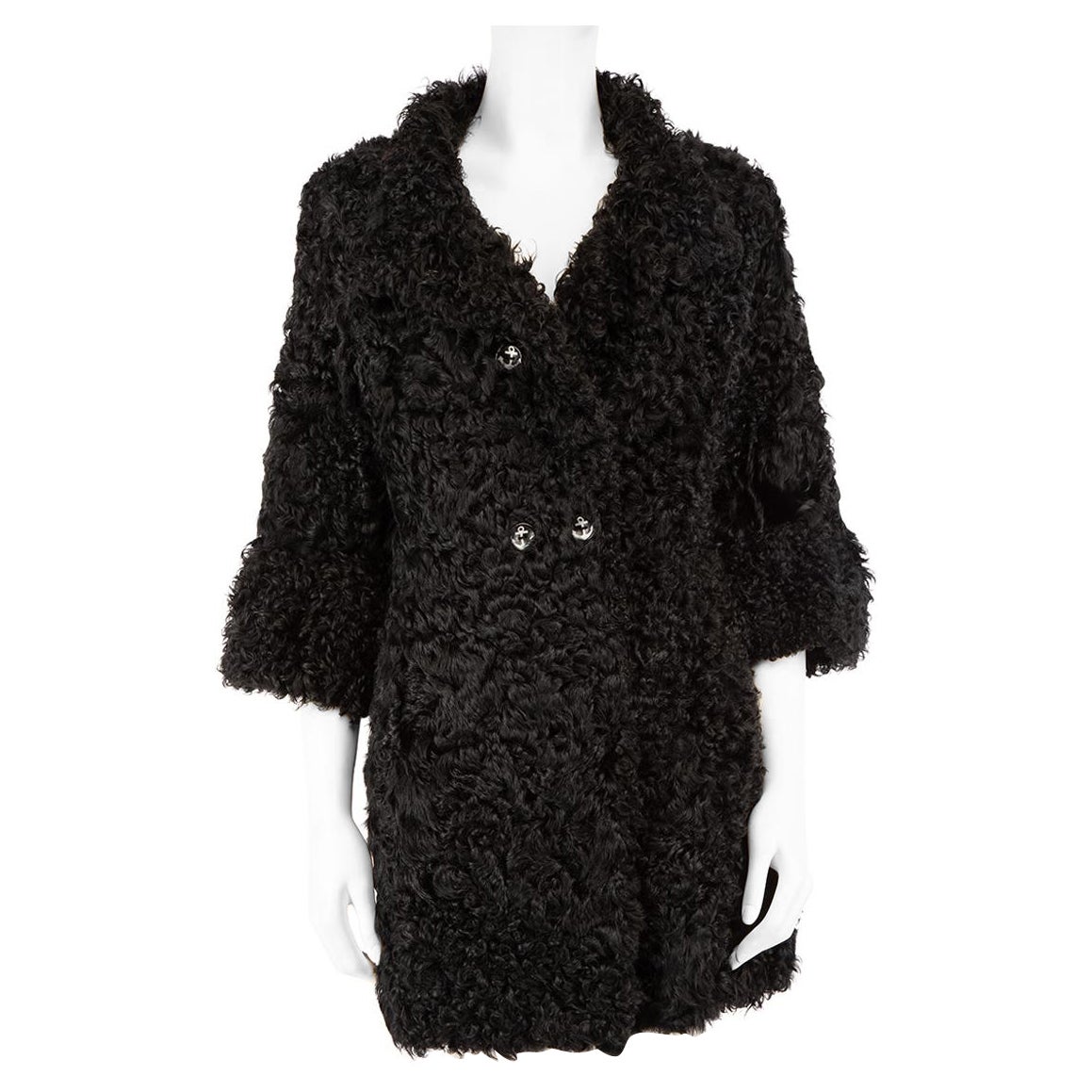 Manteau mi-long noir Dolce & Gabbana Taille M en vente