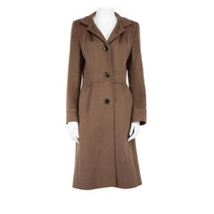 Escada Brown Angora Wool Long Coat Size M