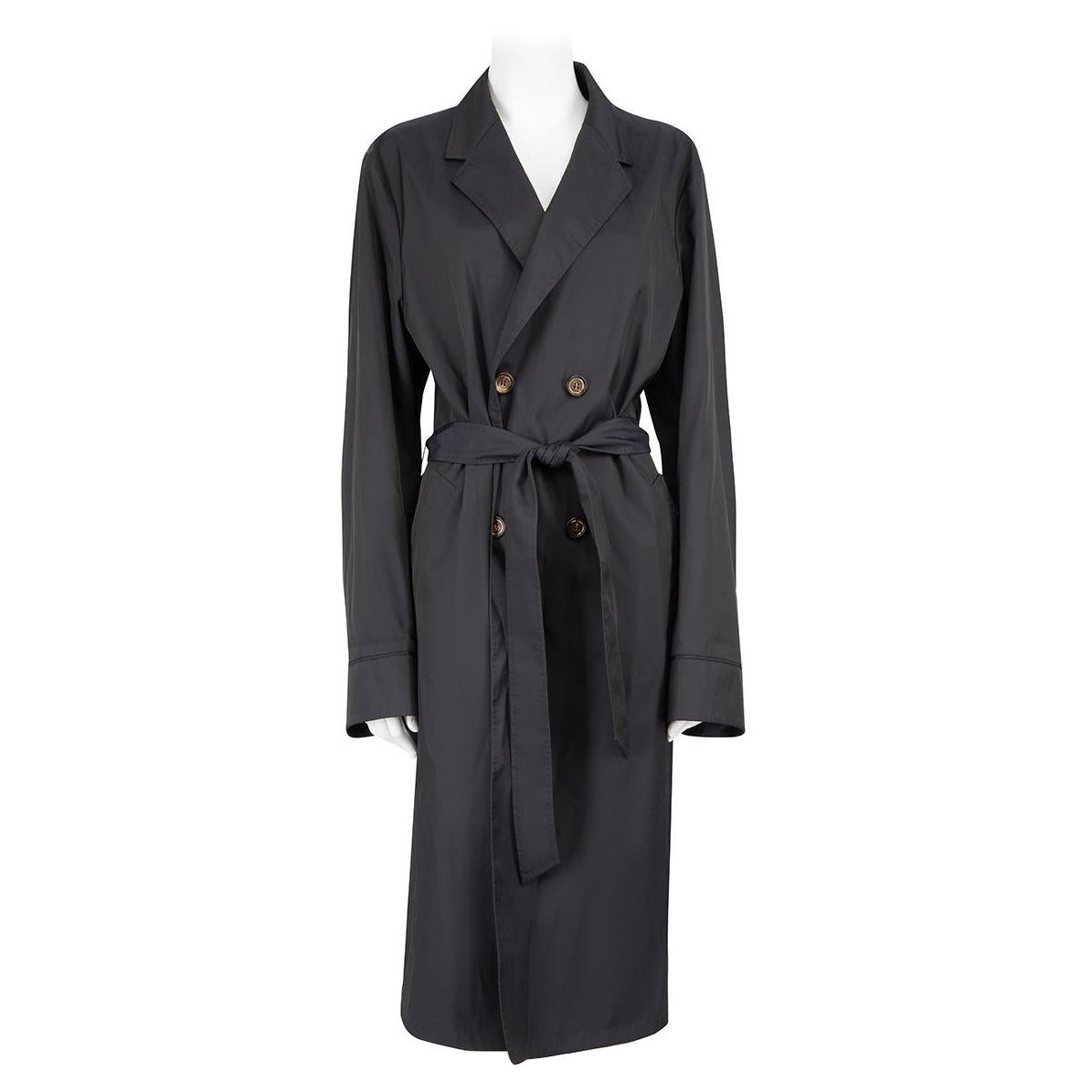 Bally SS21 Black Belted Long Trench Coat Size XXL For Sale
