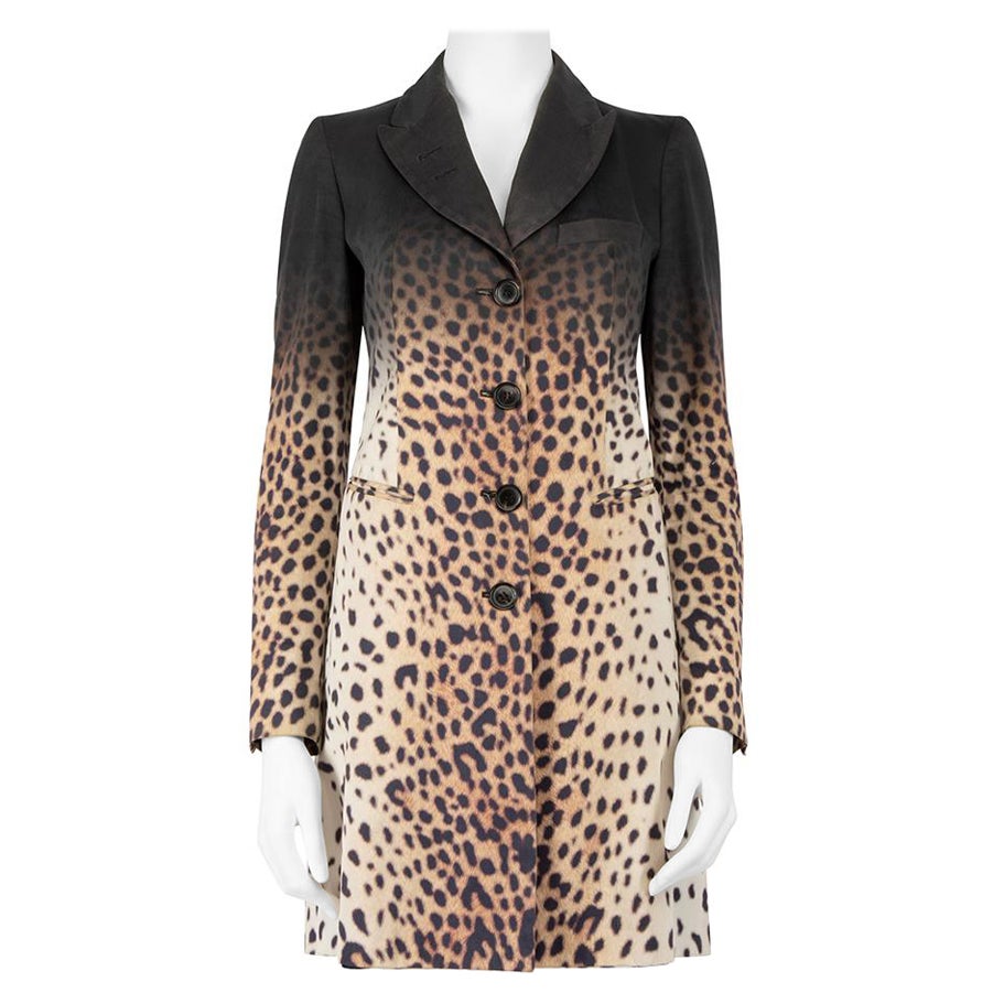 Givenchy Leopard Print Ombre Mid-Length Coat Size M