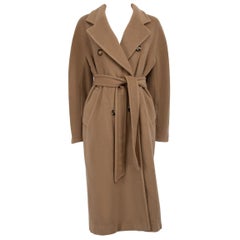 Max Mara Brown Double-Breasted Mid-Length Coat Size L
