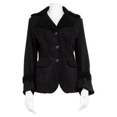 Malo Black Suede Leather Mid Length Coat Size L