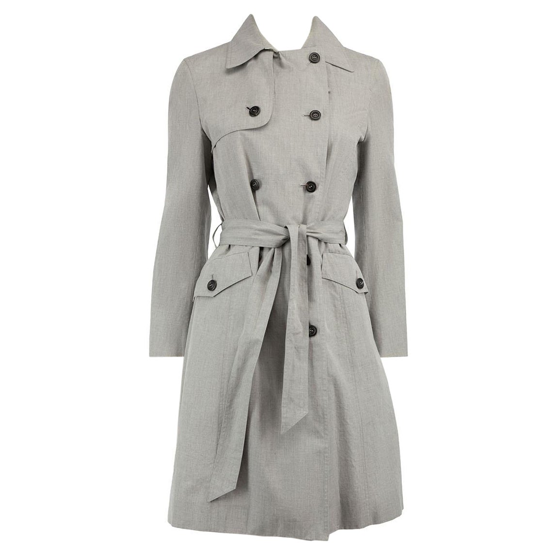 Luciano Barbera Grey Double-Breasted Trench Coat Size M For Sale