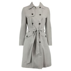Luciano Barbera Grey Double-Breasted Trench Coat Size M