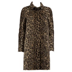 Giambattista Valli Brown Wool Brushed Leopard Print Coat Size XXS