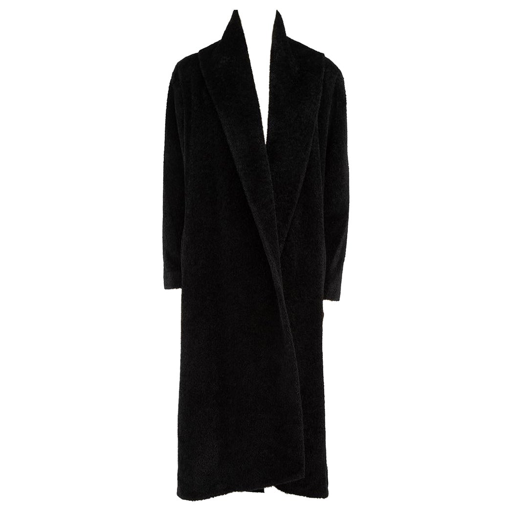 Max Mara Black Alpaca Wool Long Coat Size L For Sale