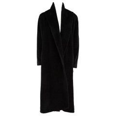 Max Mara Black Alpaca Wool Long Coat Size L