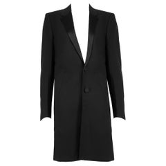 Saint Laurent Black Wool Mid-Length Blazer Coat Size M