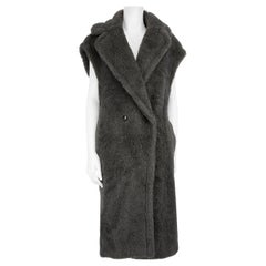 Max Mara Grey Wool Sleeveless Teddy Bear Coat Size M