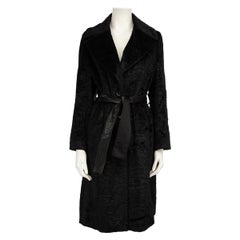 Used Roberto Cavalli Just Cavalli Black Faux Ponyhair Coat Size M