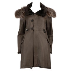 Used Brunello Cucinelli Grey Leather Reversible Coat Size S