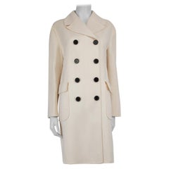 Manteau Valentino à double boutonnage en laine crème, taille L