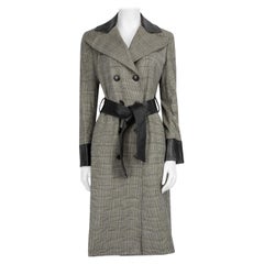 Dolce & Gabbana D&G Grey Wool Check Houndstooth Coat Size M