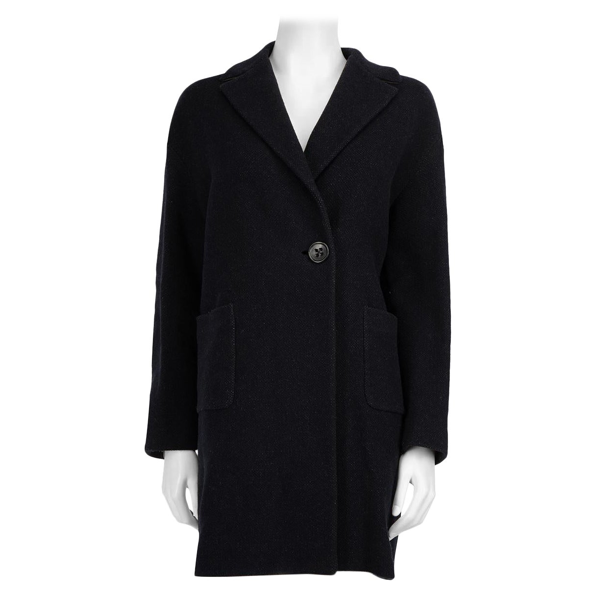 Agnona Black Wool Button Up Coat Size S For Sale