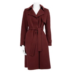 Theory Burgundy Wool Belted Midi Coat Size S