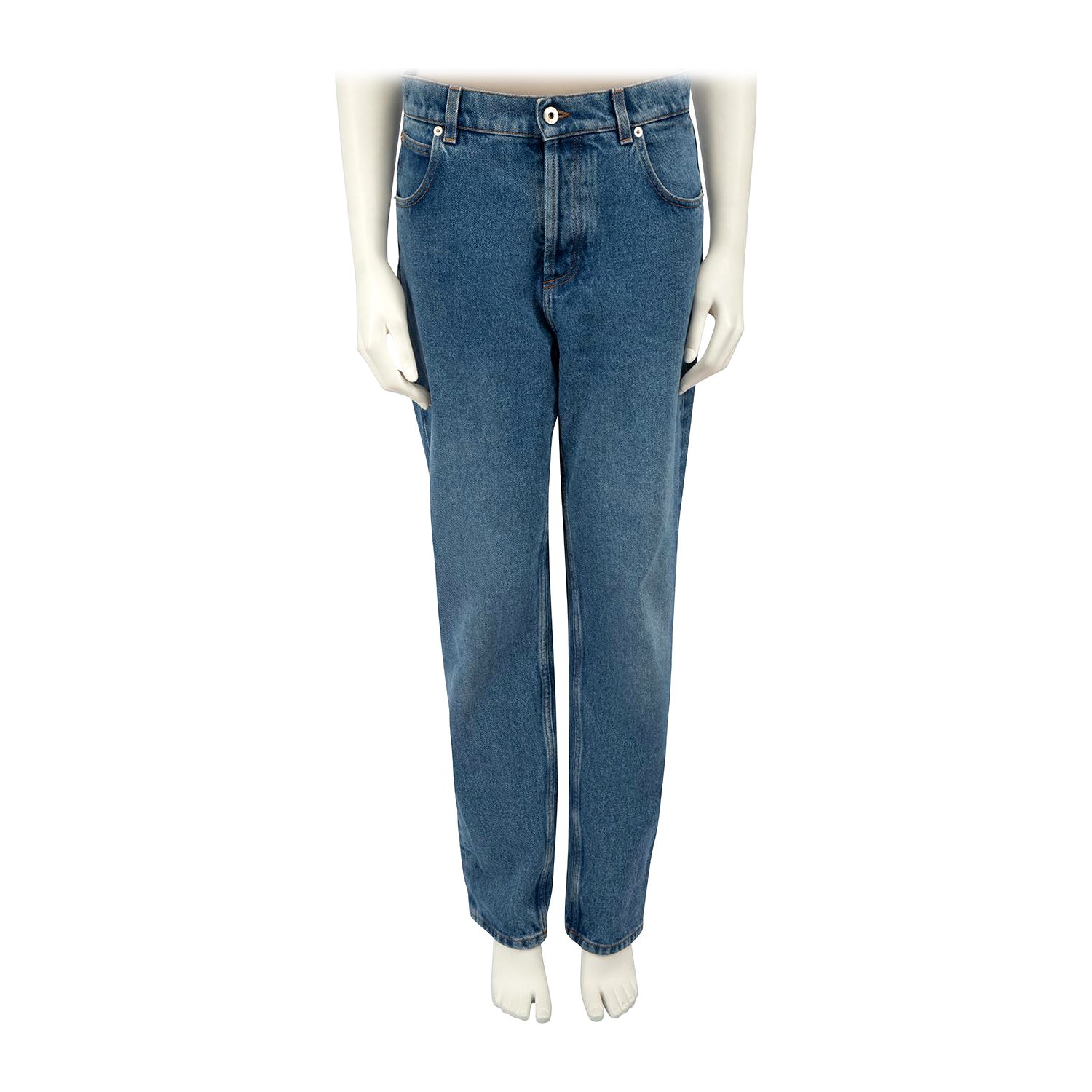 Loewe Blue Straight Leg Anagram Pocket Jeans Size M For Sale